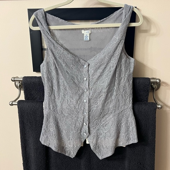 Odille Tops - Anthropology Odille Gray Asymmetrical Buttoned Tank Top